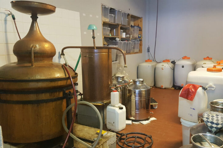 L'alambic en cuivre et les cuves de fermentation chez Dr Clyde